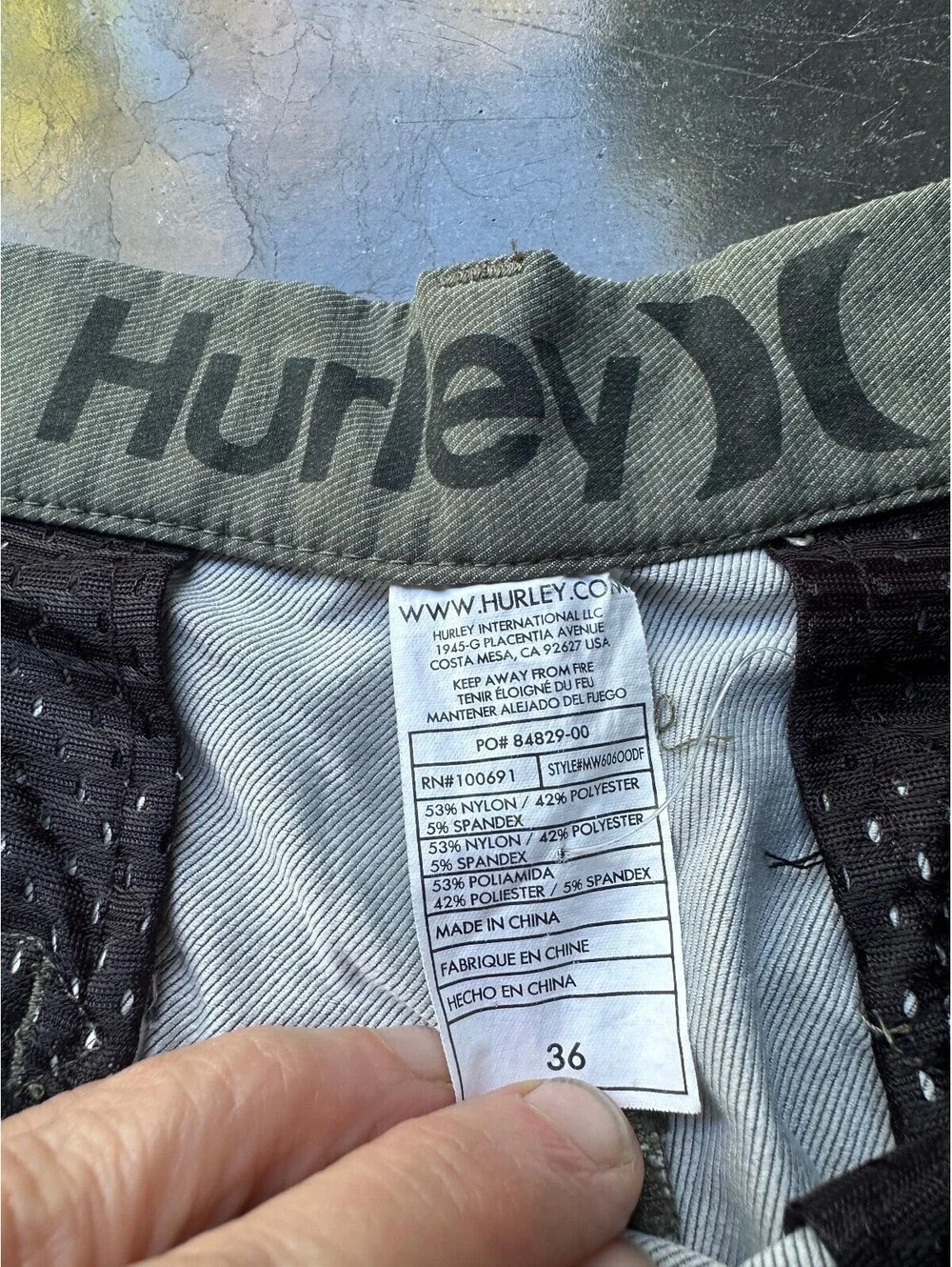 Hurley Olive Hybrid Walk Shorts 36 Stretch